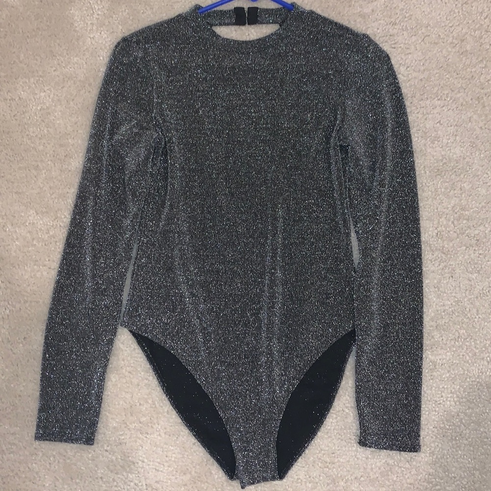 Divided black sparkly bodysuit